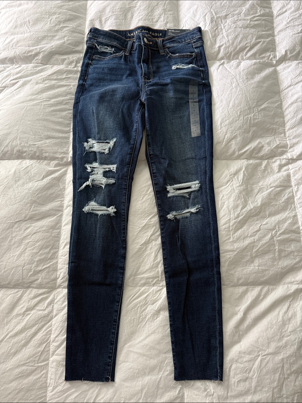 American Eagle Outfitters Dark Blue Ripped Skinny Jeans